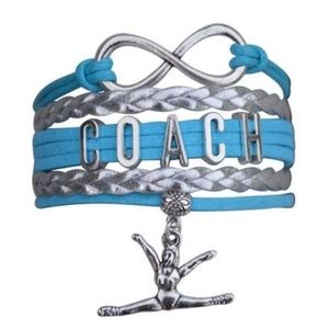 Gymnastics Coach Bracelet - Blue & Silver